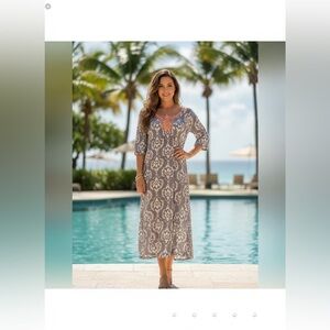 Patio Casuals Cabernet Gray Peach Rayon Dress